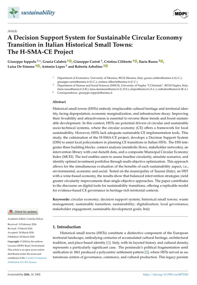 Paper finale H-SMA-CE su Sustainability